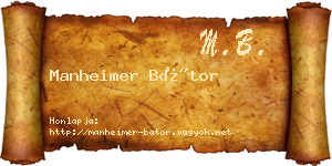 Manheimer Bátor névjegykártya